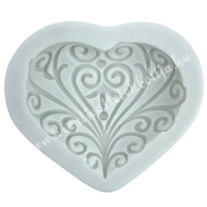Marcipán és fondant mintázó, szilikon, indás szív