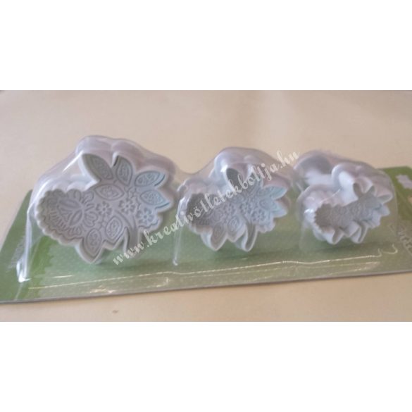 Marcipán és fondant kiszúró, virág bokréta, 3 db/csomag