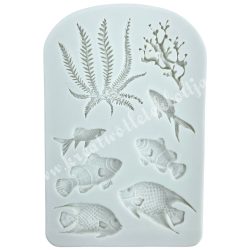   Marcipán, fondant mintázó, szilikon, tengeri élővilág, 9x14 cm
