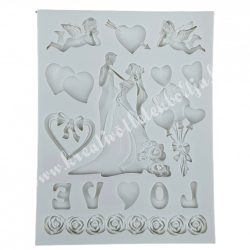   Marcipán, fondant mintázó, szerelmes, esküvős motívumok