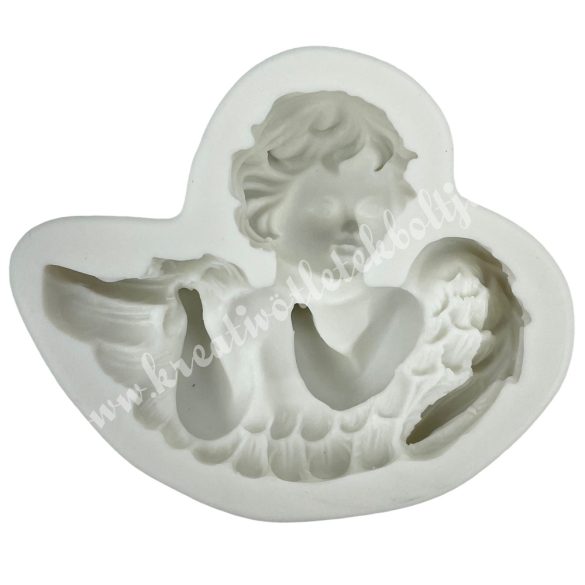 Marcipán, fondant mintázó, szilikon, angyal fuvolával, 7,5x6 cm