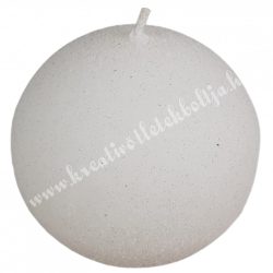 Adventi gömbgyertya, csillámos, fehér, 6 cm
