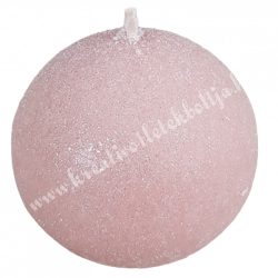 Adventi gömbgyertya, csillámos, világos rózsaszín, 6 cm
