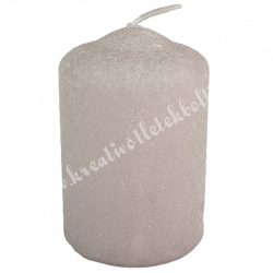 Adventi gyertya, csillámos, vintage szürke, 5x7,5 cm