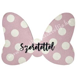   MDF tábla, Minnie-masni, "Szeretettel", 10,5x7,5 cm