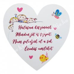  MDF tábla, szív, "Hálásan köszönünk...", 9,5x9,5 cm