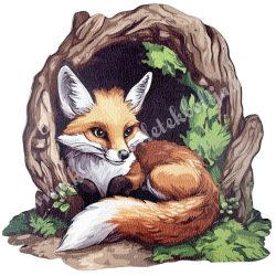 Mdf tábla, róka odúban, 12,5x12 cm