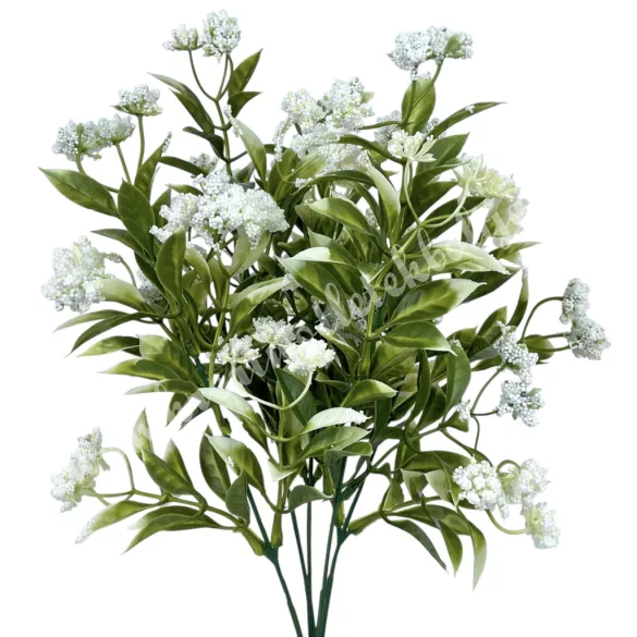 Zöld csokor bogyóval, fehér, 36 cm
