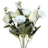Rózsacsokor, fehér-krém, 31 cm