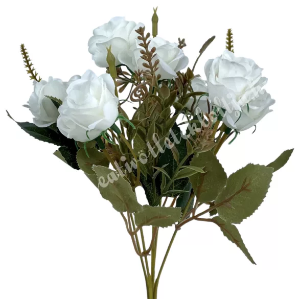 Rózsacsokor, fehér, 27 cm