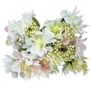 Vegyes virágcsokor, fehér-rózsaszín, 28 cm
