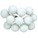 Betűzős cukros hungarocell golyó, fehér, 1,8 cm, 12 db/csokor