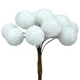 Betűzős cukros hungarocell golyó, fehér, 1,8 cm, 12 db/csokor