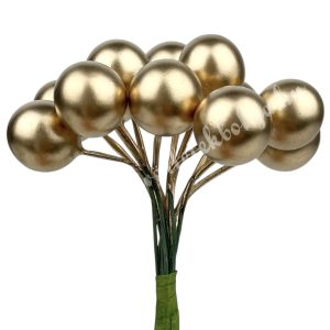 Betűzős hungarocell bogyó, arany, 1 cm, 12 db/csokor