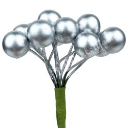 Betűzős hungarocell bogyó, ezüst, 1 cm, 12 db/csokor