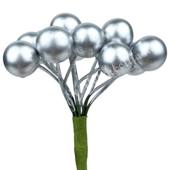 Betűzős hungarocell bogyó, ezüst, 1 cm, 12 db/csokor