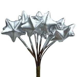 Betűzős hungarocell csillag, ezüst, 1,8x1,8 cm, 12 db/csokor