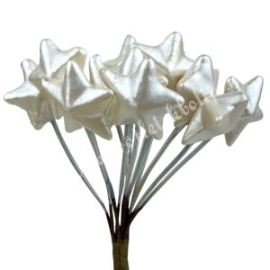 Betűzős hungarocell csillag, gyöngyház, 1,8x1,8 cm, 12 db/csokor