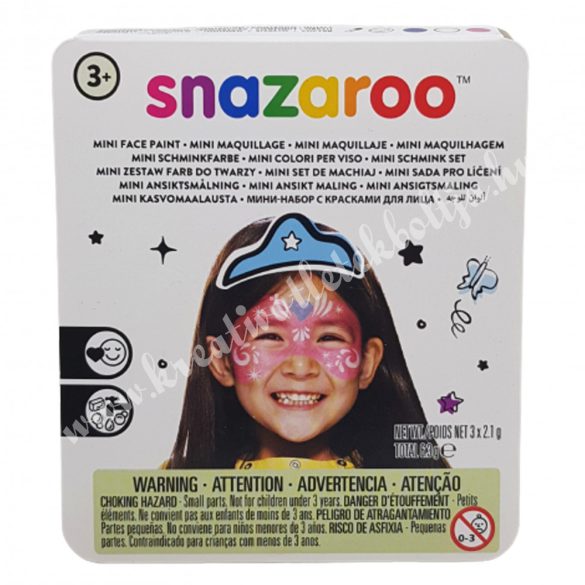 SNAZAROO arcfesték készlet, rózsaszín-kék-fehér, 3x2,1 gr/szett