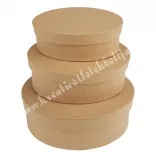 Papírdoboz, ovális, kraft, 3 db/szett