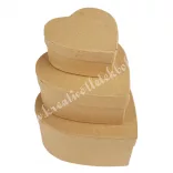 Papírdoboz, szív alakú, kraft, 3 db/szett