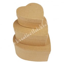 Papírdoboz, szív alakú, kraft, 3 db/szett