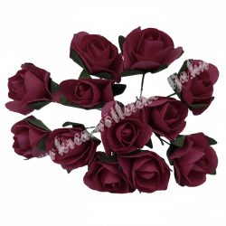 Papír rózsacsokor, bordó, 2 cm, 12 szál/csomag