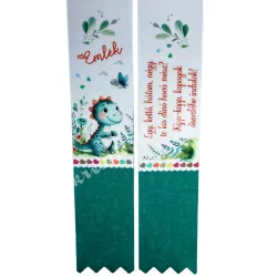   Ballagó szalag, dínóval, "Emlék" felirattal, 4 cm