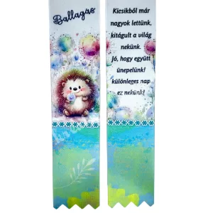 Ballagó szalag, sünivel, "Ballagás" felirattal, 4 cm