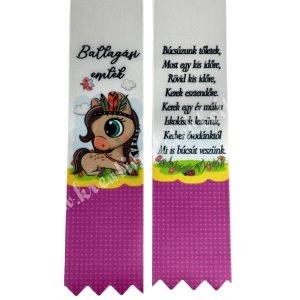 Ballagó szalag, lóval, "Ballagási emlék" felirattal, 4 cm