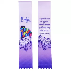 Ballagó szalag, telefonnal, "Emlék" felirattal, 6 cm