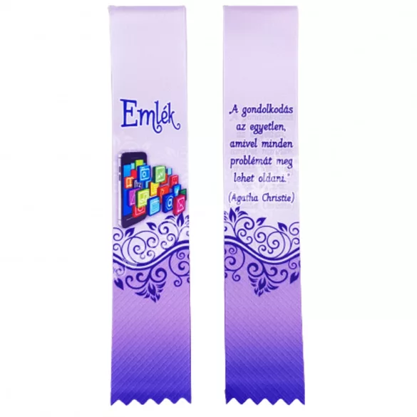 Ballagó szalag, telefonnal, "Emlék" felirattal, 6 cm