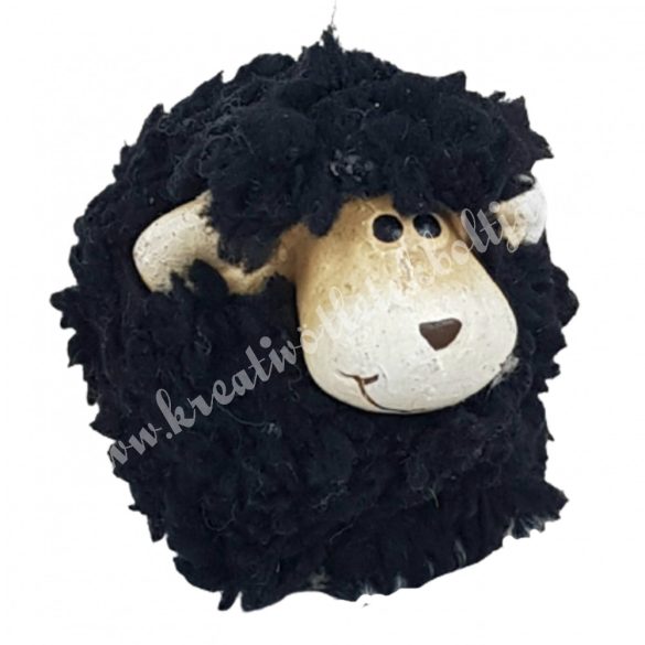 Bolyhos bárány, fekete, 4x5,5 cm