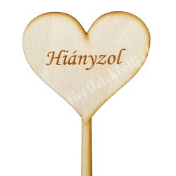 Beszúrós dísz, szív, Hiányzol felirattal, 7,7x21,5 cm