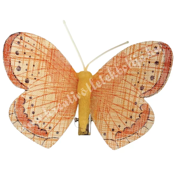 Csipeszes pillangó, narancssárga, 8x6,5 cm