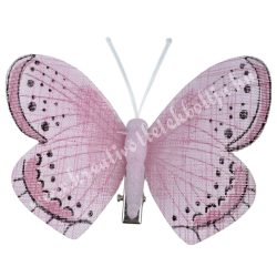 Csipeszes pillangó, rózsaszín, 8x6,5 cm
