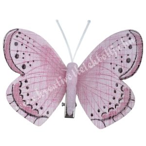 Csipeszes pillangó, rózsaszín, 8x6,5 cm