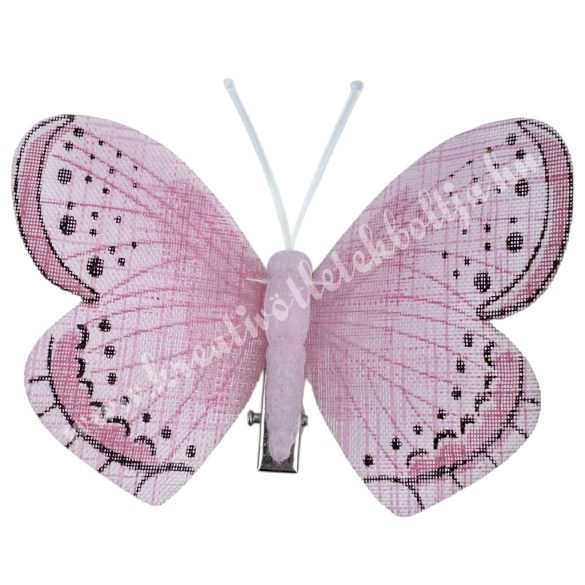 Csipeszes pillangó, rózsaszín, 8x6,5 cm