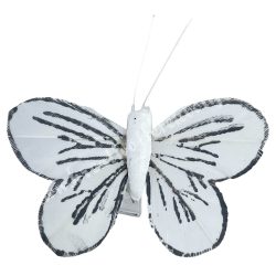 Csipeszes pillangó, fehér-szürke, 5x5 cm