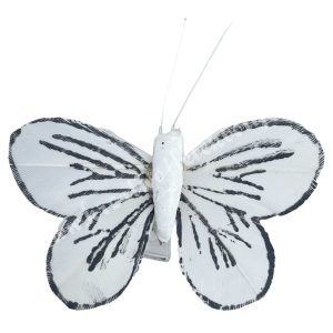 Csipeszes pillangó, fehér-szürke, 5x5 cm