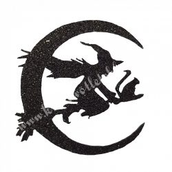 Csillámos dekorgumi boszorkány holddal, 6,5x6,5 cm