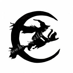 Dekorgumi boszorkány holddal, 6,5x6,5 cm