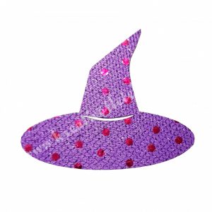 Flitteres dekorgumi boszorkány kalap, 8x7 cm