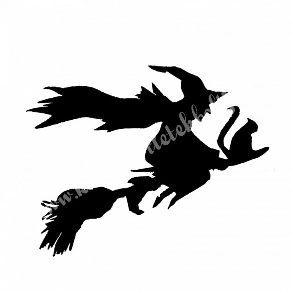 Dekorgumi boszorkány seprűn, 10x6 cm