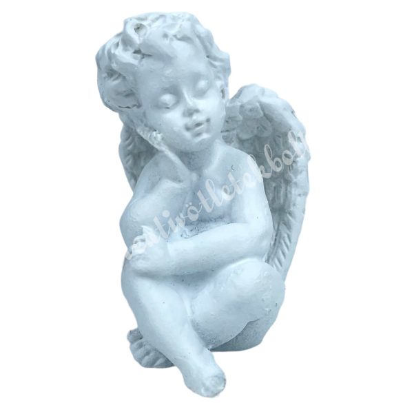 Polyresin angyal, ülő, ábrándozó, 3,5x5 cm