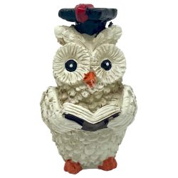 Polyresin bagoly könyvvel, 3x4,5 cm