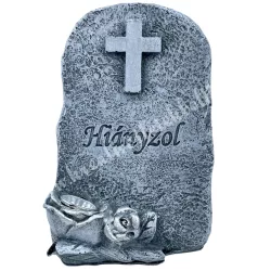 Polyresin sírkő kereszttel, napelemes, 9x13 cm