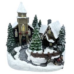 Polyresin LED-es dioráma, 19,5x18 cm