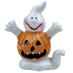 Polyresin szellem tökkel, 4,5x5 cm