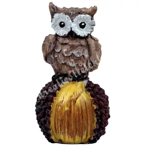 Polyresin bagoly gesztenyén, 3x5 cm